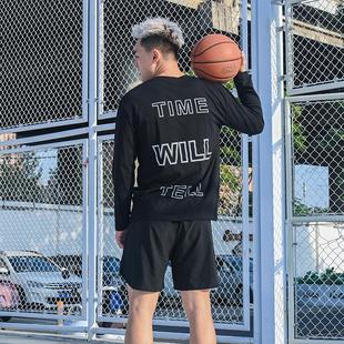 T恤潮 太极字母印花训练运动投篮服休闲长袖 Drakcle Boo孟博龙美式