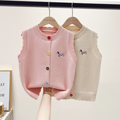 春季 女童马甲2025新款 外穿洋气韩版 春装 儿童春夏轻薄针织背心 薄款