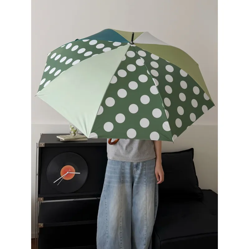 复古港风晴雨伞两用太阳伞法式波点防晒防紫外线折叠女弯钩遮阳伞