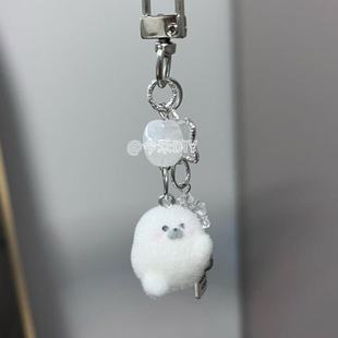 植绒可爱动物雪豹手机挂件diy卡册包包挂饰礼物ins 雪花小海豹