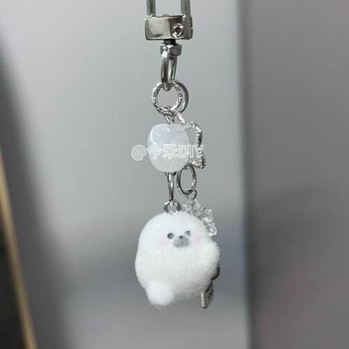 植绒可爱动物雪豹手机挂件包挂饰