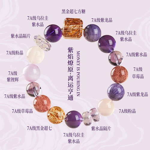 九紫离火紫龙晶水晶手链本命年