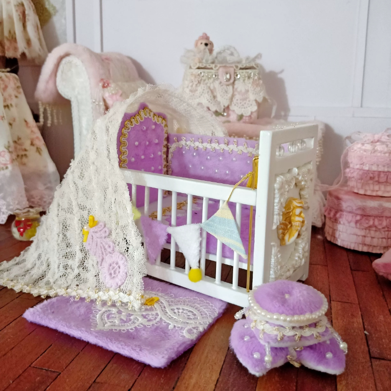 重生娃床ob11婴儿床品Blythe小布1:12娃屋dollhouse拇指迷你bjd床图片