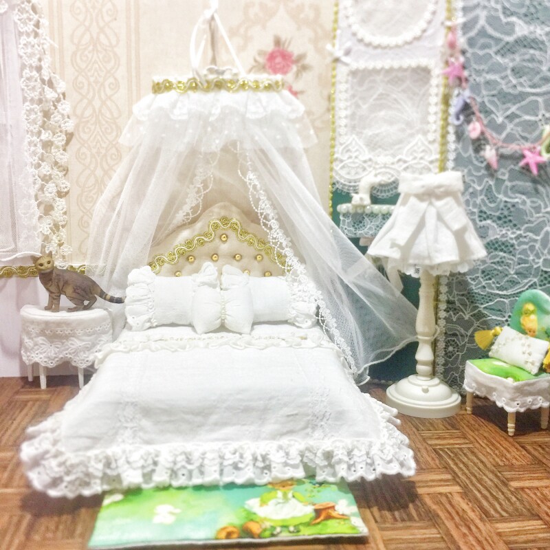 ob11娃床+床品套装定制gsc双人床20cm8分bjd12分娃屋家具场景配件