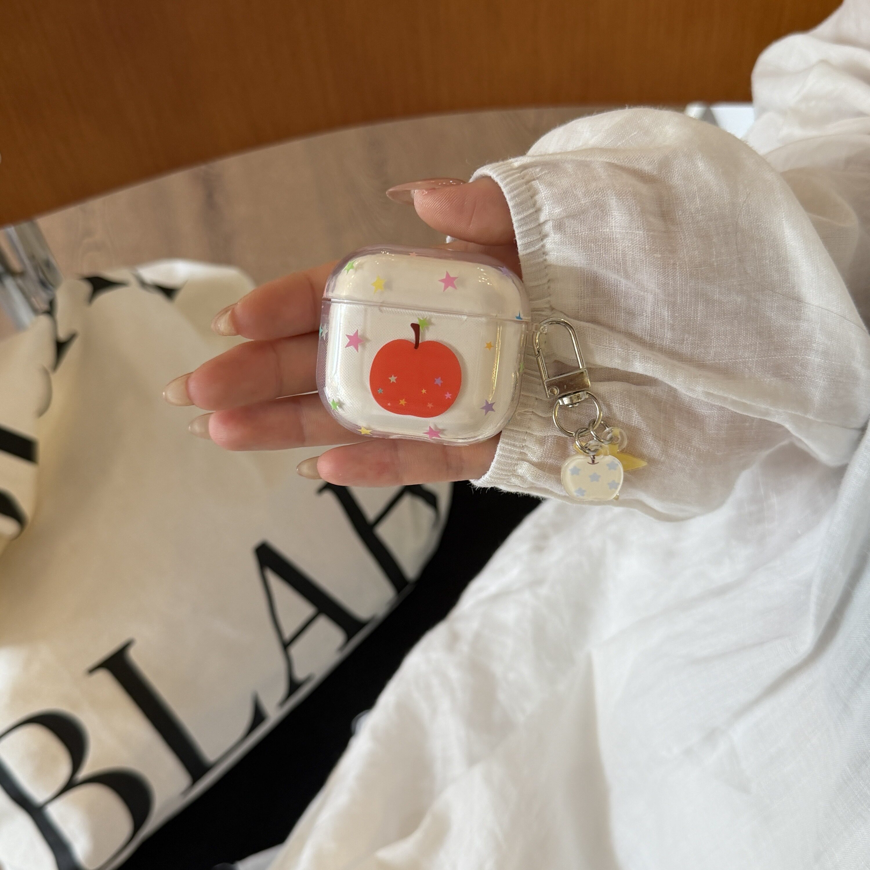 ins风可爱苹果星星AirPods4保护套透明硅胶防摔苹果1/2代耳机壳挂件简约pro3无线耳机套