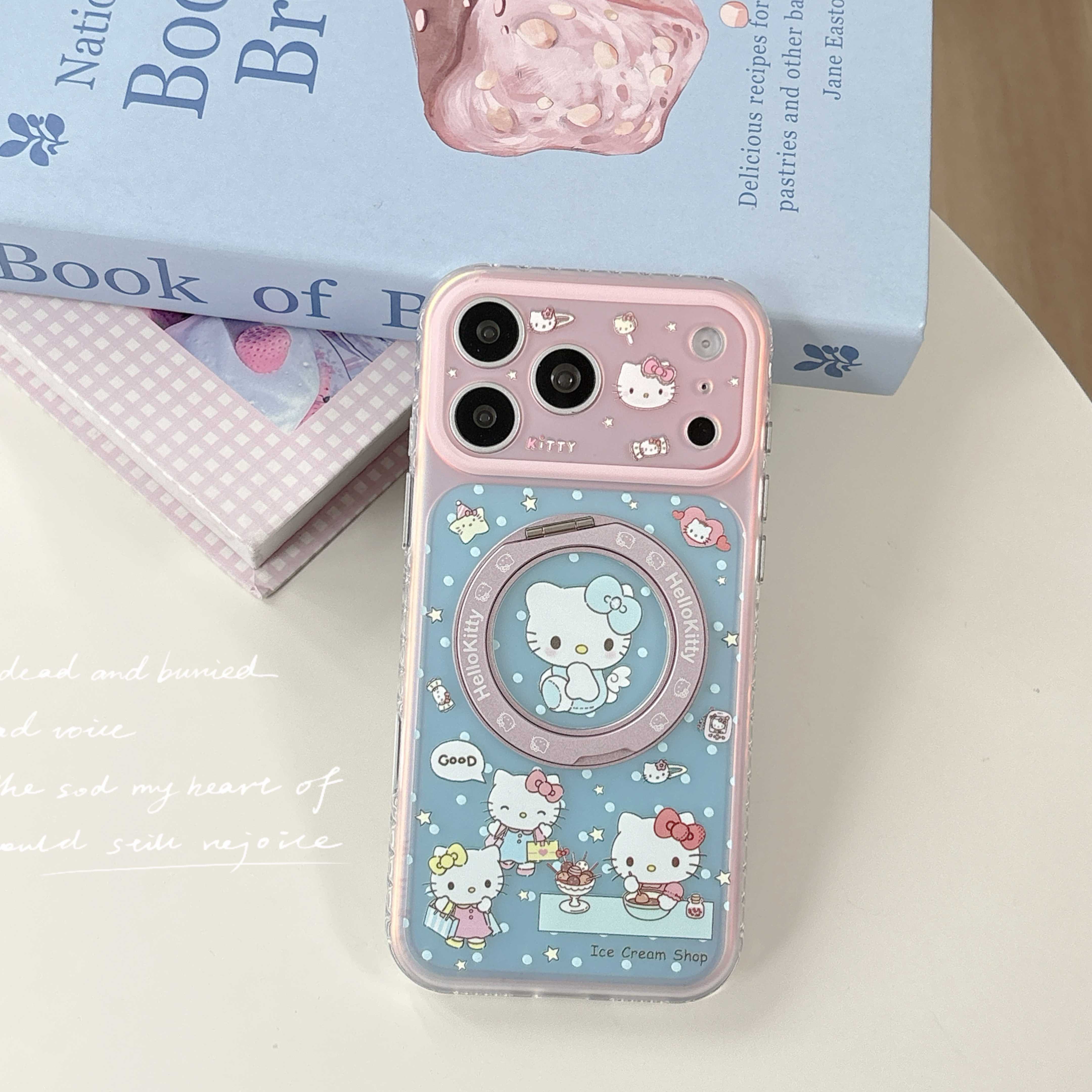 适用于苹果iPhone17promax卡通磁吸360支架手机壳15promax/16pm女款蓝粉17pro/16pro保护套15/16/17