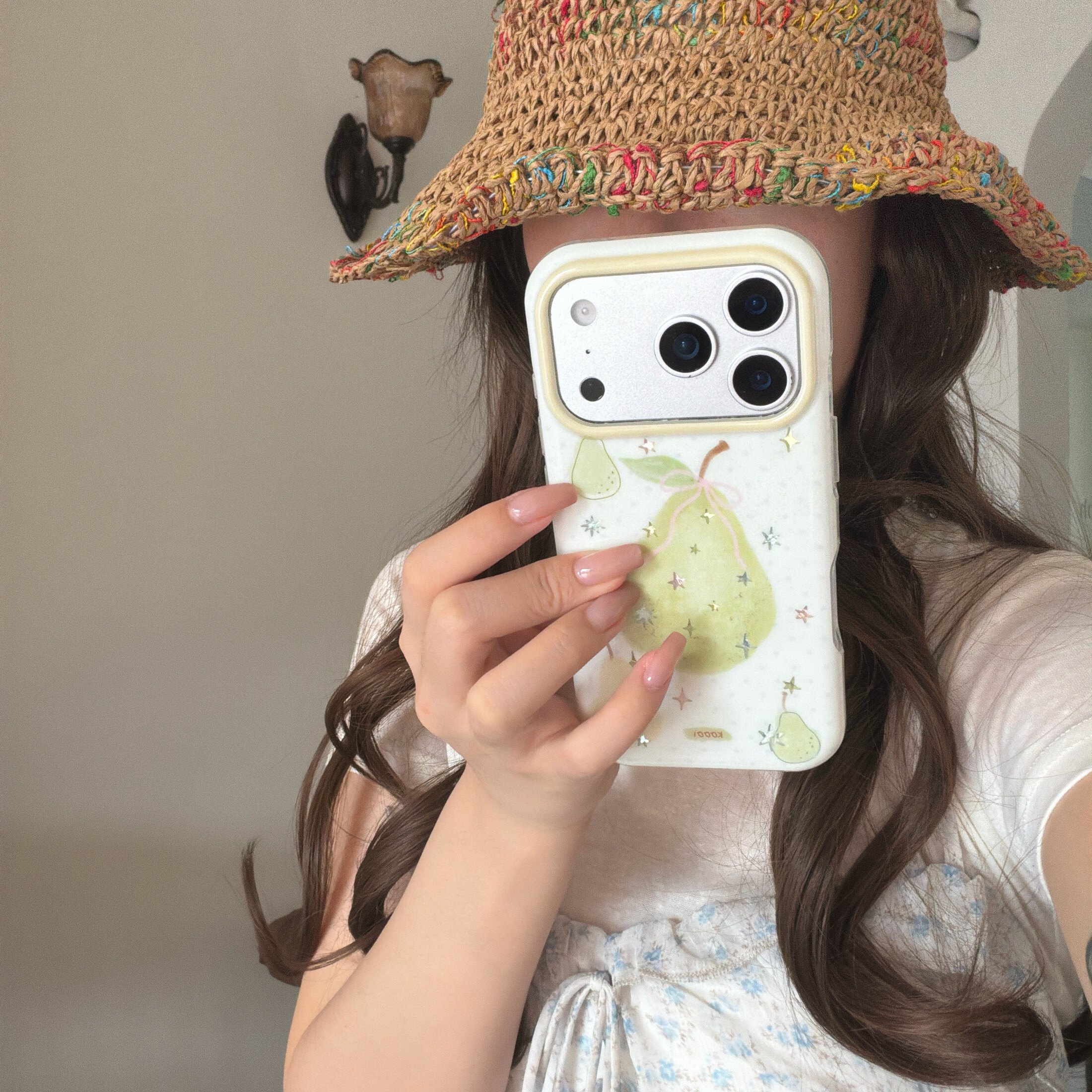 ins小清新夏日手绘梨子适用iPhone17promax手机壳苹果16高级简约14防摔17pro韩系星星16pro保护套17女