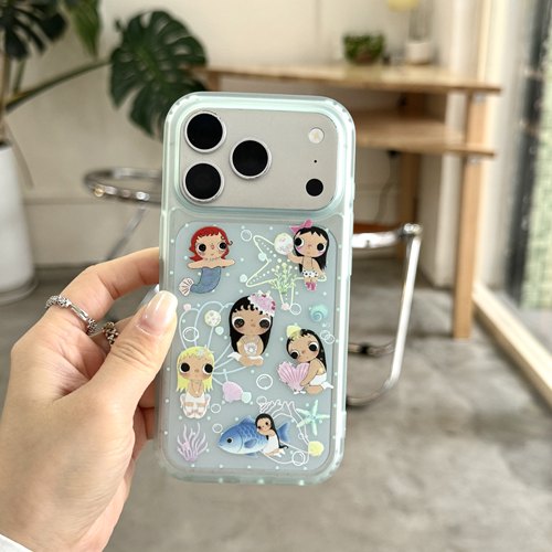 苹果iPhone17promax卡通美人鱼小玉15pro/16promax透明手机16pro/17pro保护壳可爱防摔软壳15/16/17