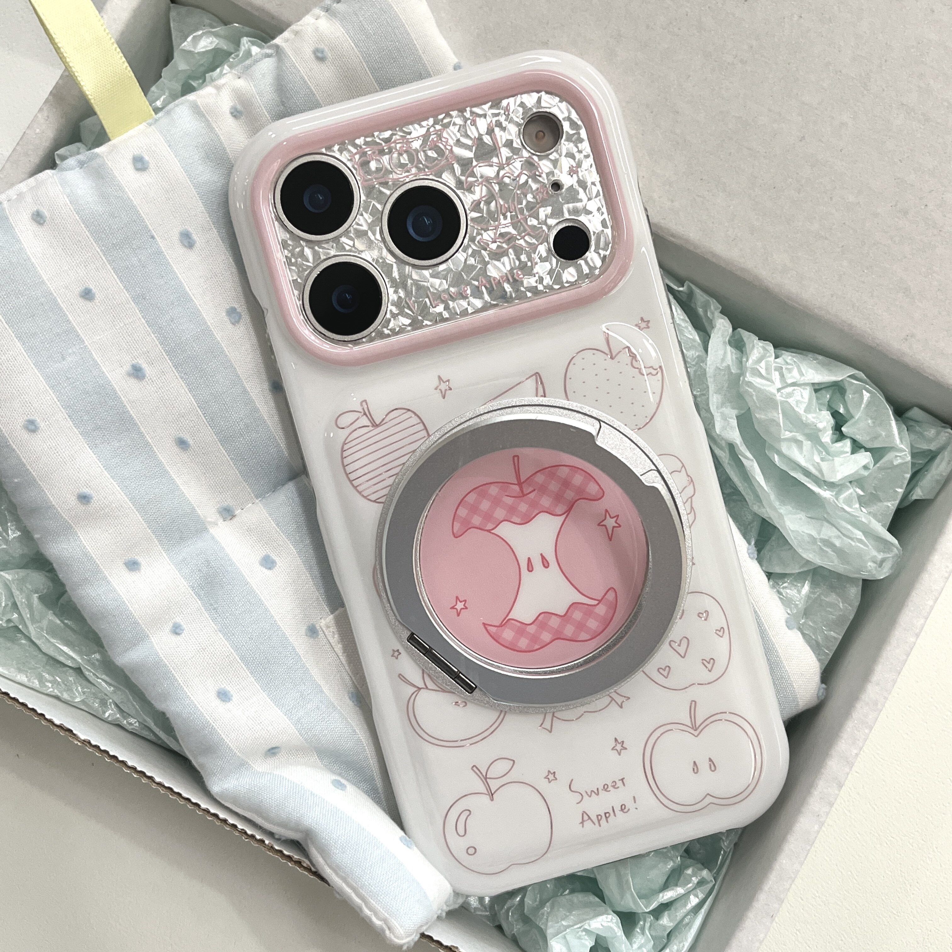 适用于苹果iPhone15promax线条苹果16pro/17pro手机壳磁吸支架15pro可爱卡通支架15/16/17保护套17promax
