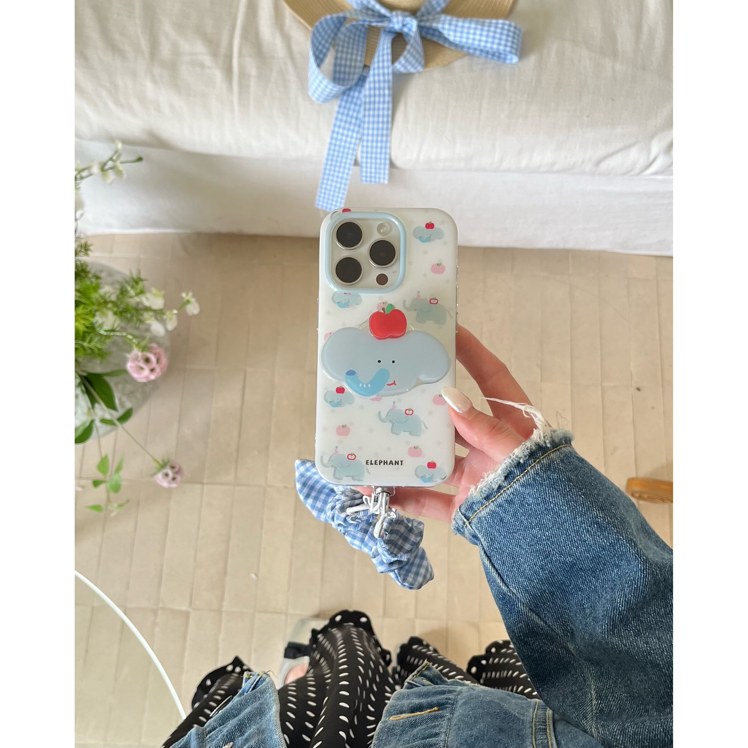 苹果iPhone16/17可爱风卡通大象手机壳17promax磁吸支架亚克力15pro保护套女15promax带挂绳16promax