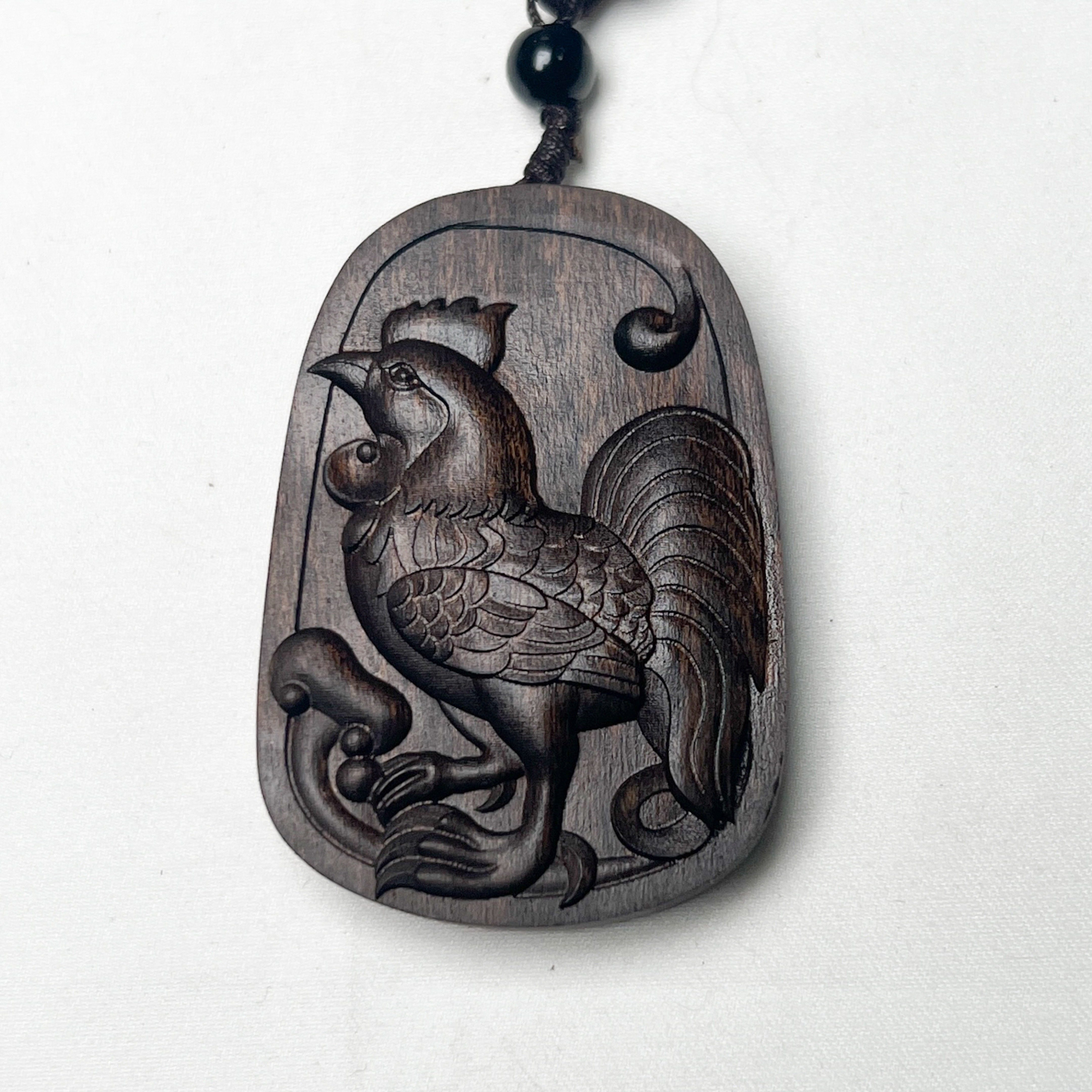 金丝楠绿料阴沉木鸡挂件木雕生肖鸡吊坠雕刻鸡牌木质鸡项链钥匙扣