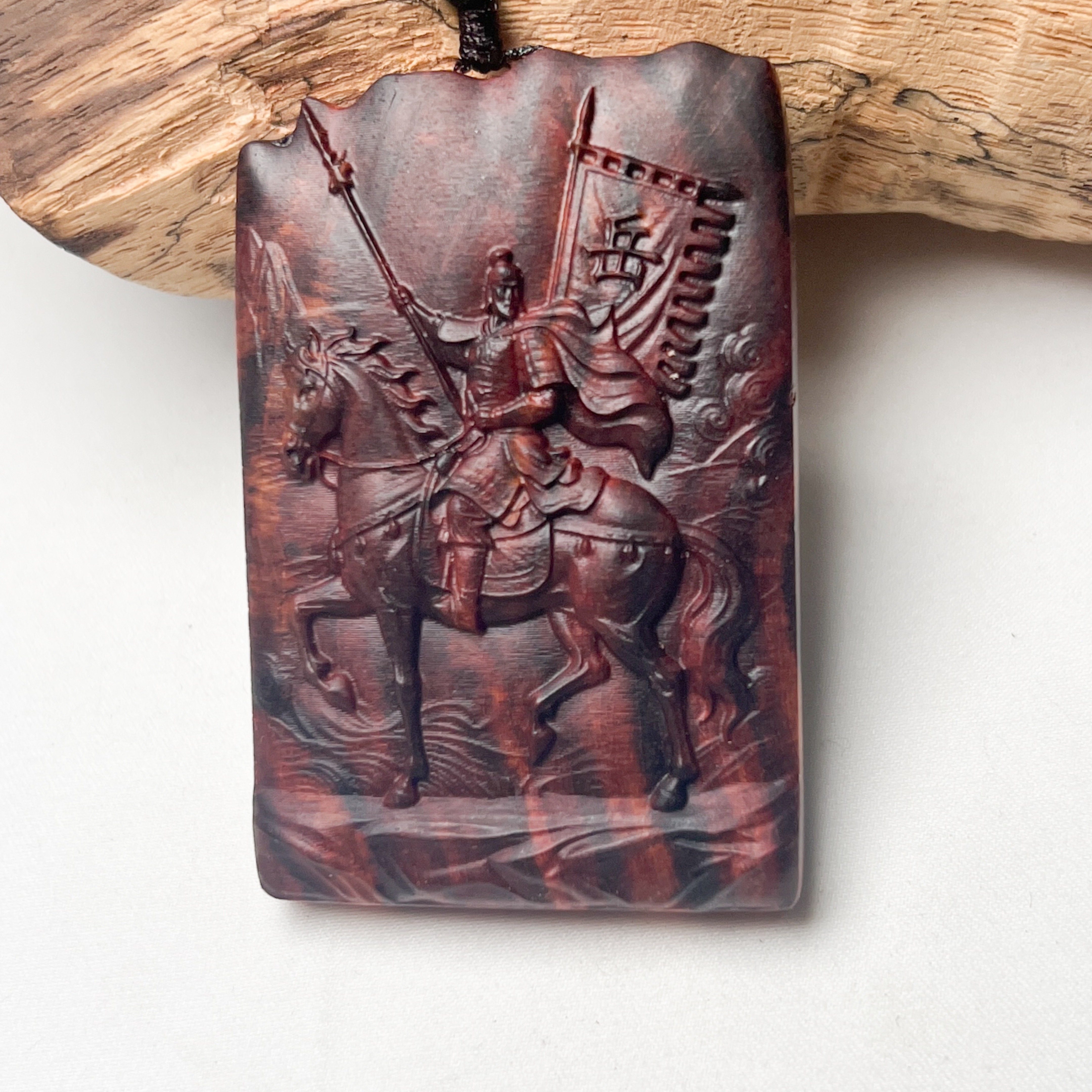 原创抗清名将岳飞挂件精忠报国岳家军吊坠项链车挂木雕雕刻无事牌