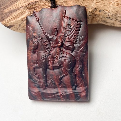 手工原创海南花梨木岳飞挂件精忠报国岳家军吊坠项链车挂木雕雕刻