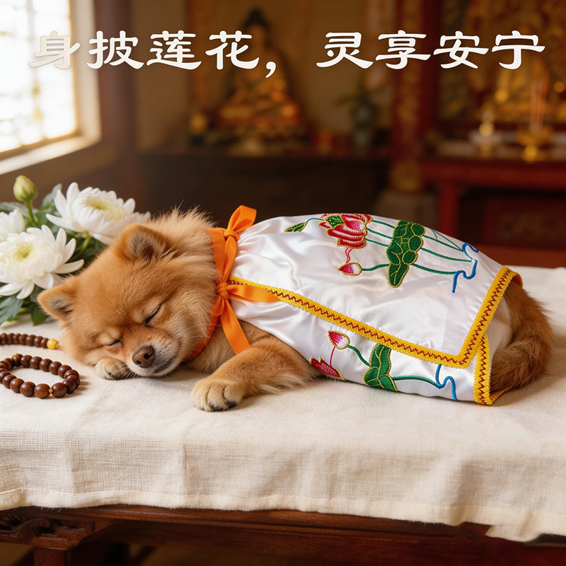 狗狗衣服宠物寿衣莲花披风爱宠离世告别仪式猫狗仓鼠祈愿祝福寿服