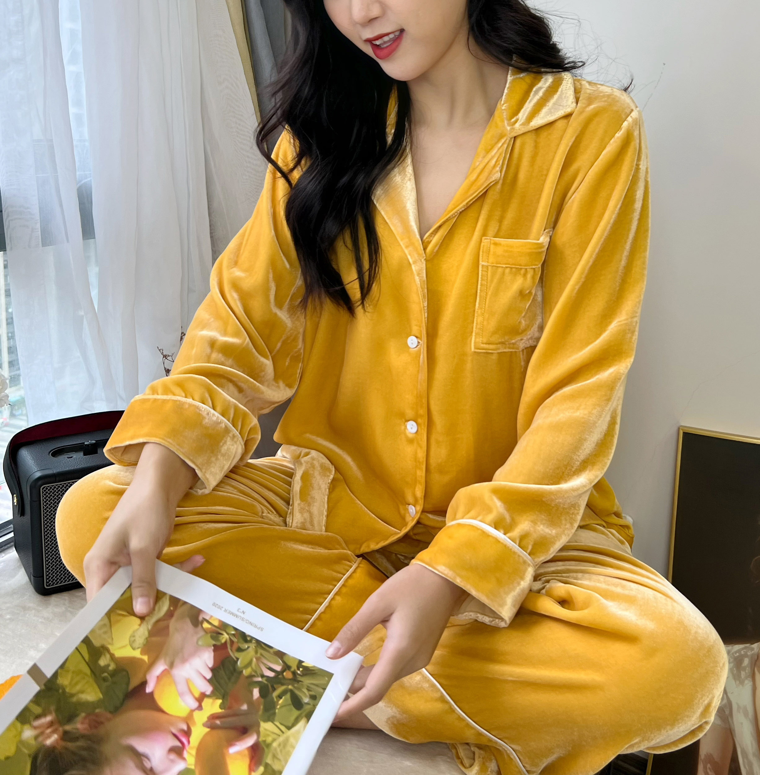 【3折特价】轻奢重磅真丝绒睡衣金丝绒可外穿家居服养肤蚕丝