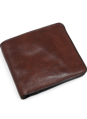 真皮植鞣头层牛皮男生水洗复古手抓皱褶钱包女短款硬币卡包零钱包