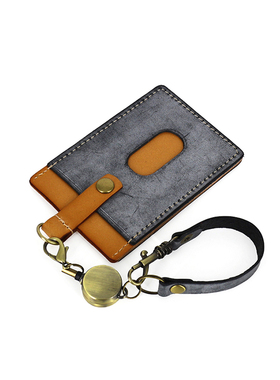 真皮植鞣头层牛皮卡套团体定制工牌手工雾蜡擦色证件挂颈门禁卡牌