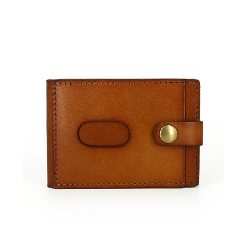 植鞣头层照片位复古文艺搭扣卡包