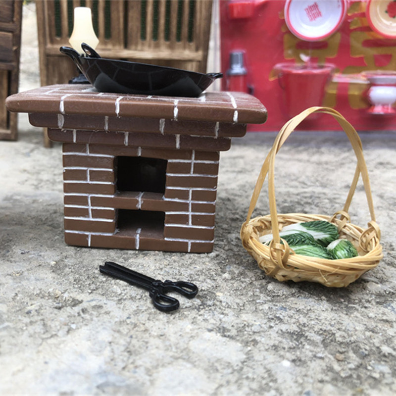 复古怀旧迷你灶台微缩娃娃屋厨房厨具餐具仿真迷你小摆件潮式灶台
