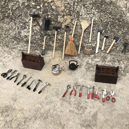 木工工具手工diy锄头扫把农具斧头工具箱簸箕水壶食玩娃娃屋家具