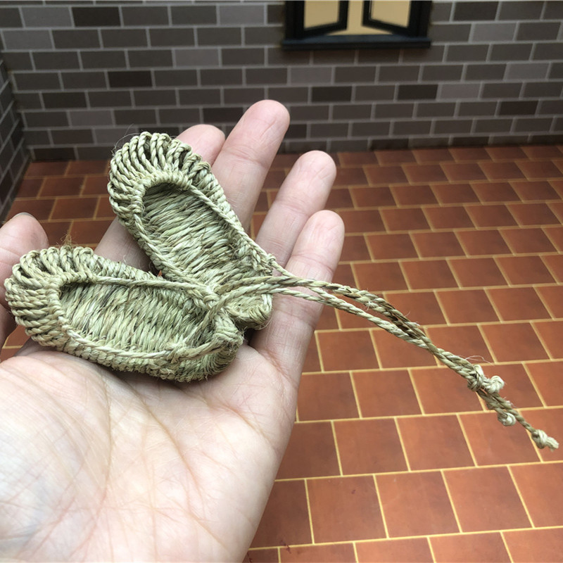 手工编织迷你小麻鞋SD娃鞋BJD娃鞋古装中国风装饰挂件DIY草鞋男女
