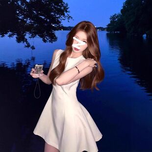 白色无袖连衣裙女白月光韩系小洋裙千金感穿搭初恋小白裙温柔风