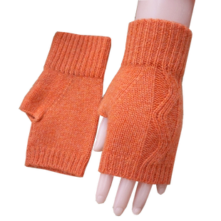 克拉斯卡秋冬新女式露半指手套羊毛羊绒针织毛线可爱写字开车触屏