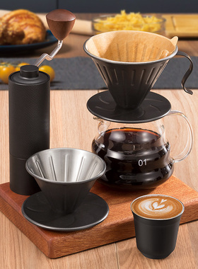 304不锈钢手冲咖啡过滤杯滴漏式V型咖啡 冲杯V60咖啡器具配件大号