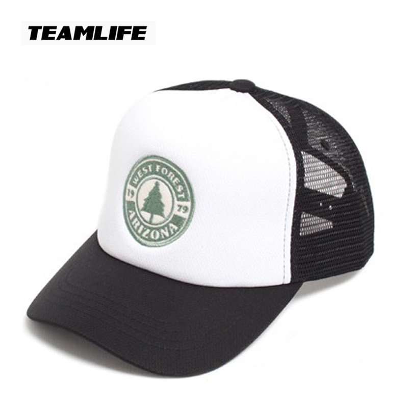 韩国Teamlife正品网帽夏季出游棒球帽凉爽鸭舌帽男女松树图案帽子