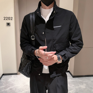秋季新款社会小伙立领夹克外套男  黑JK25-P88-控118图片