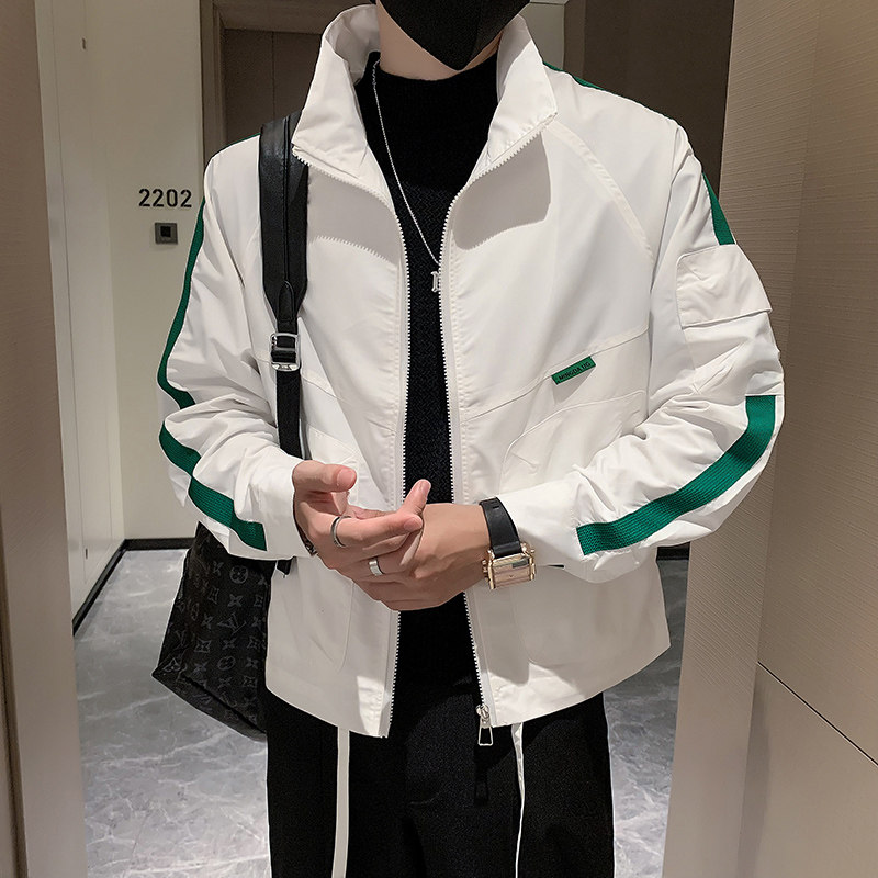 A370-JK27-P88-控108社会小伙秋冬新款立领夹克外套男白1,男装夹克,电商A370