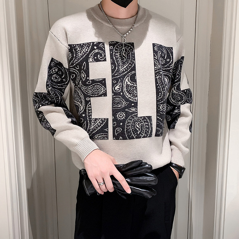 MY210-P65-控98店主社会小伙冬季潮牌宽松圆领套头加厚毛衣男,男装针织衫/毛衣,电商A370