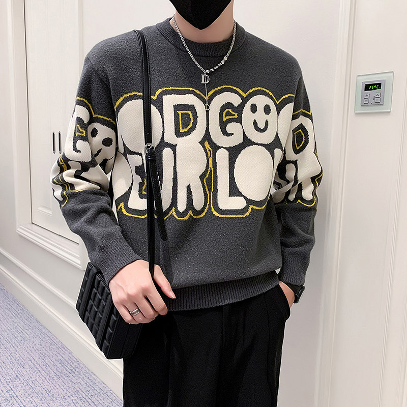 MY212-P68-控98店主社会小伙冬季新款个性潮牌圆领毛衣男,男装针织衫/毛衣,电商A370