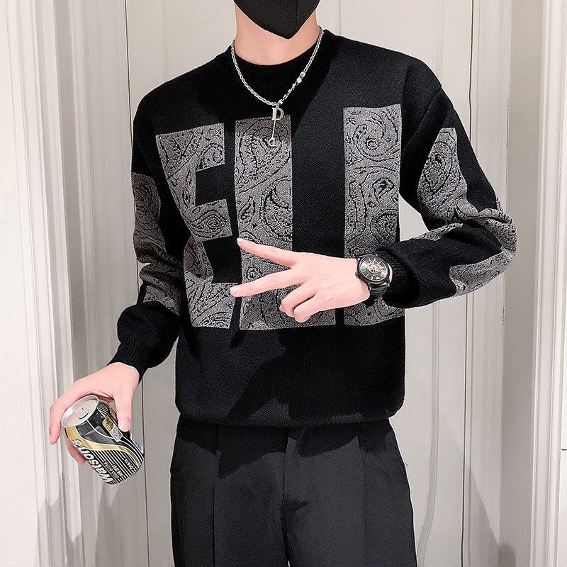 MY210-P65-控98店主社会小伙冬季潮牌宽松圆领套头加厚毛衣男,男装针织衫/毛衣,电商A370