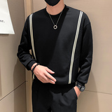 秋季新款个性潮牌宽松版圆领套头卫衣打底衫男W35-P65，男装卫衣，电商A370