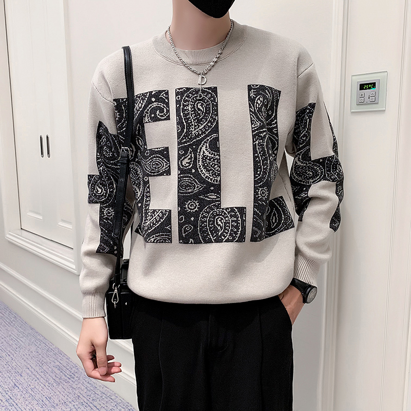 MY210-P65-控98店主社会小伙冬季潮牌宽松圆领套头加厚毛衣男，男装针织衫/毛衣，电商A370