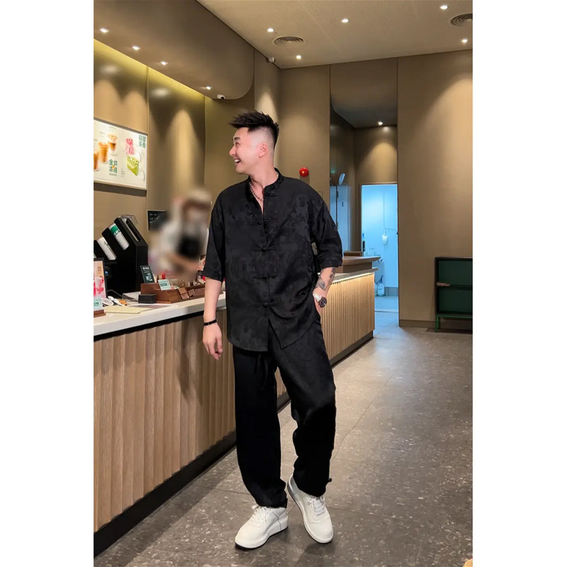 抖音直播夏季新中式衬衫马甲套装男,男装衬衫,电商A370