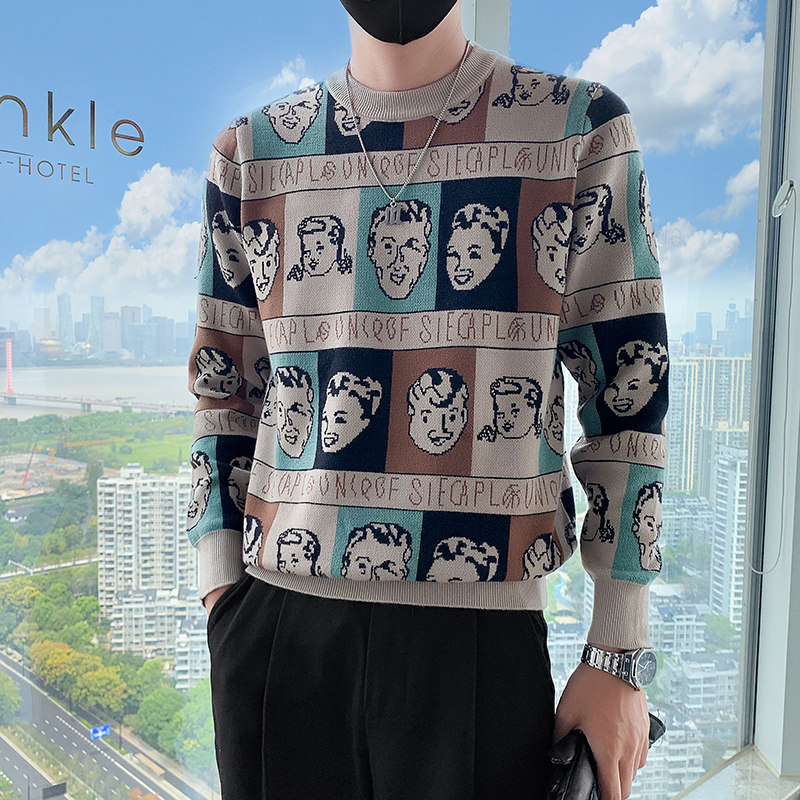MY15-P60-控90-社会小伙秋冬新款圆领套头潮牌针织衫毛衣男,男装针织衫/毛衣,电商A370