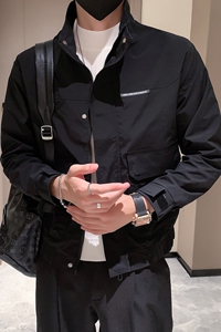 秋季新款社会小伙立领夹克外套男  黑JK25-P88-控118图片