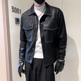 店主风秋冬男士翻领皮衣潮流帅气皮夹克夹克外套男PY21-P125，男装皮衣，电商A370