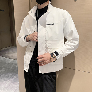 秋季新款社会小伙立领夹克外套男  白2  JK25-P88-控118图片