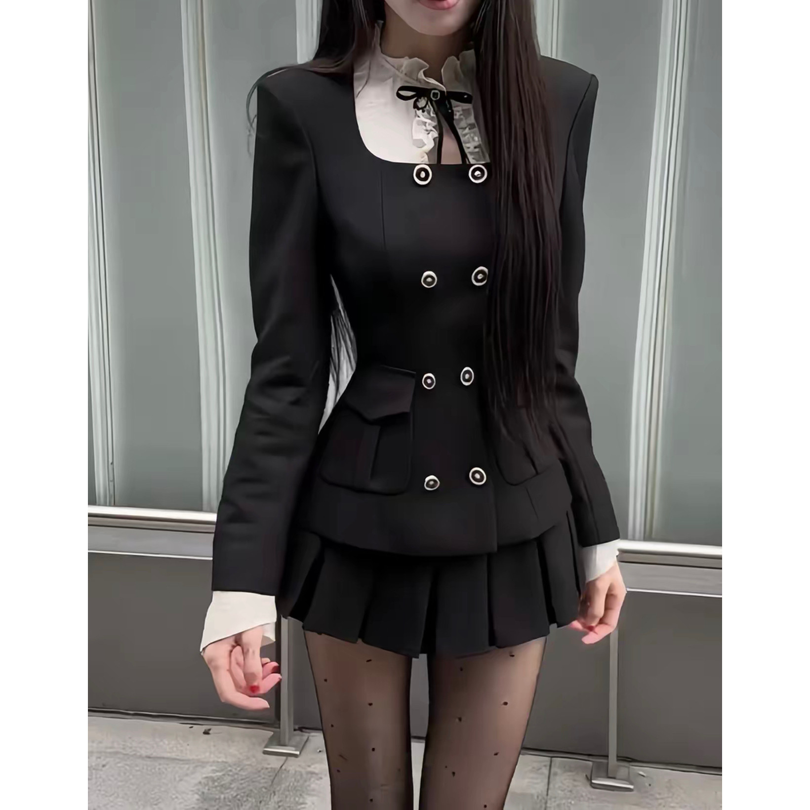 （清潭洞千金）法式千金风秋季法式休闲风时尚套装秋季小西服短裙