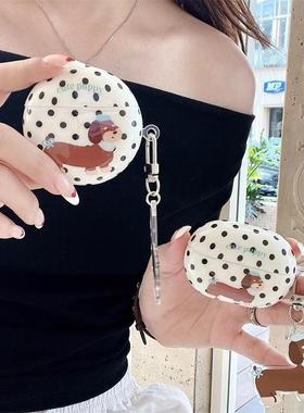 日韩卡通波点腊肠狗适用华为freebudsPro3保护套se2/se3无线蓝牙耳机壳free clip防摔硬壳5i/6i可爱女5代4e壳