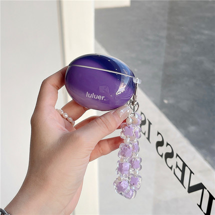 文艺渐变紫手链适用华为5代蓝牙耳机壳4代女晕染紫freebuds5i保护套4e硅胶盒freebudspro3防摔壳clip潮se2盒