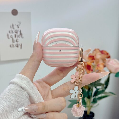条纹粉色华为蓝牙耳机壳
