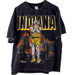 Haliburton 美式小领口重磅骷髅暗黑篮球哈里伯顿球星印花短袖T恤