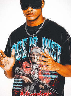 【年龄不是问题】重磅250克做旧水洗美式街头嘻哈暗黑朋克短袖T恤