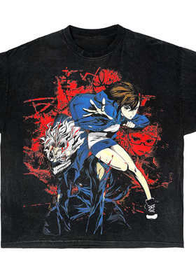 DANDADAN 胆大党当哒当 绫濑桃 美版大码重磅水洗短袖T恤 出口单!