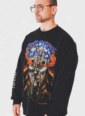 Stone Cold Steve Austin美式暗黑 冷石奥斯汀重磅连帽套头卫衣潮