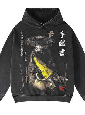 Ghost of Yōtei 羊蹄山之魂 450克美式游戏周边做旧水洗连帽卫衣